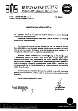 b&uuml;ro memur-sen`in emniyet genel m&uuml;d&uuml;rl&uuml;ğ&uuml;`ne g&ouml;nderdiği yazı