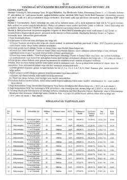 Tekirdağ B&uuml;y&uuml;kşehir Belediye Başkanlığı Tarafından Kiralanacak