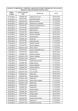 N&Ouml;BET TARİHİ BAĞLI OLDUĞU TSM AD SOYAD SAAT 01.03.2015