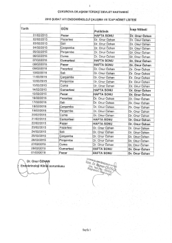 çalışma çizelgesi için tıklayınız - Çukurova Dr. Aşkım Tüfekçi Devlet