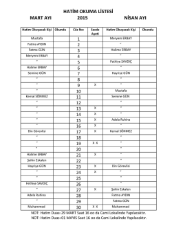 hatim okuma listesi mart ayı 2015 nisan ayı - ditib