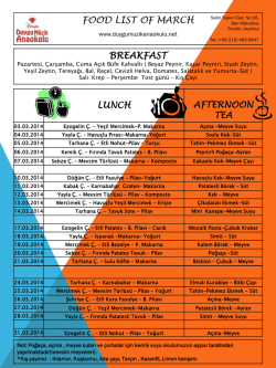 MART 2015 Yemek Menusu