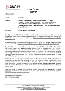 SİRK&Uuml;LER 2015/07 - Sena Yeminli Mali M&uuml;şavirlik Limited Şirketi