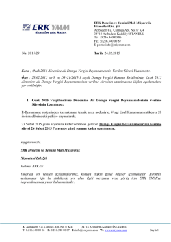 Ocak 2015 d&ouml;nemine ait Damga Vergisi Beyannamesinin