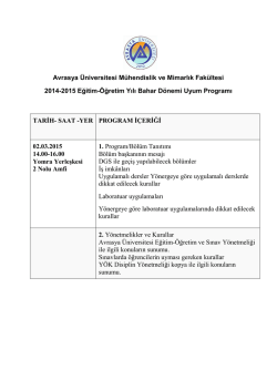 2014-2015 Bahar Yarıyılı M&uuml;hendislik Mimarlık &Ouml;ğrenci Uyum