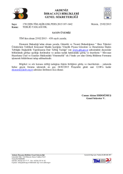 tebliğ taslağı hk. - Akdeniz İhracatçı Birlikleri