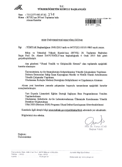 Y&uuml;ksek&ouml;ğretim Kurulu Başkanlığının T&Uuml;BİTAK Bilim ve Teknoloji