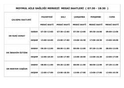 MOYMUL AİLE SAĞLIĞI MERKEZİ MESAİ
