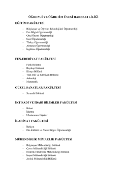 &ouml;ğrenci ve &ouml;ğretim &uuml;yesi hareketliliği eğitim fak&uuml;ltesi fen