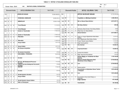 B&uuml;t&ccedil;e Uygulama Sonu&ccedil;ları Tablosu T