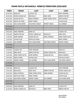 öğretmenlerin nöbet çizelgesi