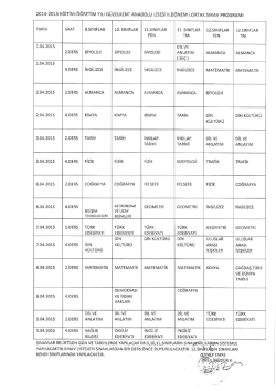 2. D&ouml;nem Ortak Sınav Tarihleri
