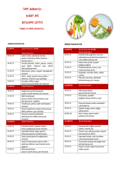 &uuml;nye anaokulu şubat ayı beslenme listesi