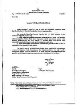 T.C. ı- YOZGAT vALILIĞI - Il Basın ve Halkla İlişkiler M&uuml;d&uuml;rl&uuml;ğ&uuml; sayı