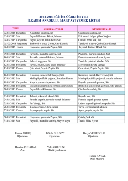 mart ayı yemek listesi