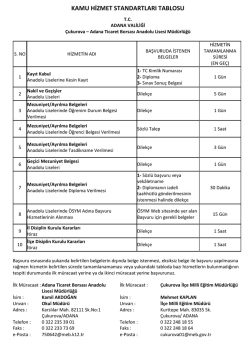 kamu hizmet standartları tablosu