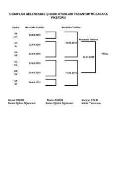 Geleneksel &Ccedil;ocuk Oyunları Yakantop M&uuml;sabaka Fikst&uuml;r&uuml;