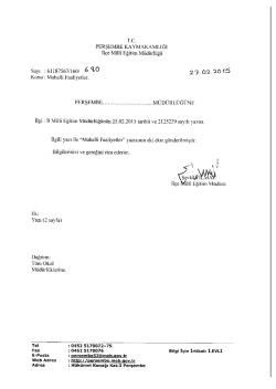 sayı :61187567/160/ 5 (w - perşembe il&ccedil;e mill&icirc; eğitim m&uuml;d&uuml;rl&uuml;ğ&uuml;