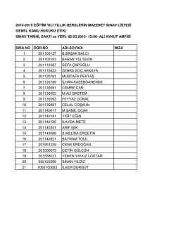 2014-2015 EĞİTİM YILI YILLIK DERSLERİN MAZERET SINAV