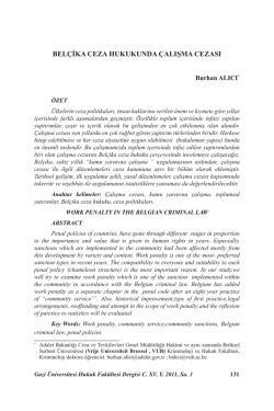 bel&ccedil;ika ceza hukukunda &ccedil;alışma cezası