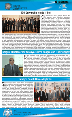 176 Üniversite İçinde 1`inci Selçuk, Uluslararası AvrasyaTurizm