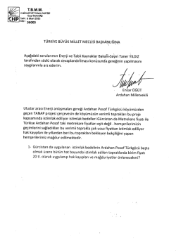 ardahan mv. ensar &ouml;ğ&uuml;t`&uuml;n enerji ve tabii kaynaklar bakanı