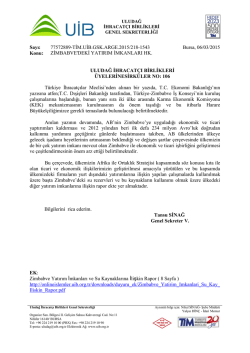 ZİMBABVE`DEKİ YATIRIM İMKANLARI HK.