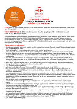 ERKEN KAYIT İNDİRİMİ - İstanbul Cervantes Enstit&uuml;s&uuml;