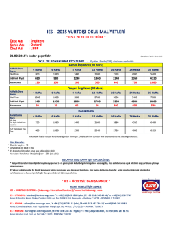 2015 yurtdışı okul maliyetleri - Ies