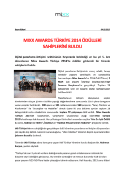 Mixx Awards Türkiye 2014 Ödülleri Sahiplerini Buldu