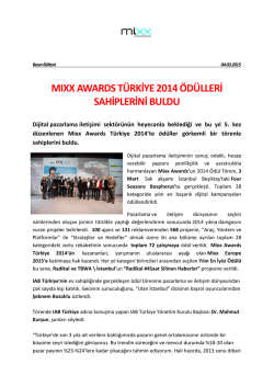 Mixx Awards T&uuml;rkiye 2014 &Ouml;d&uuml;lleri Sahiplerini Buldu