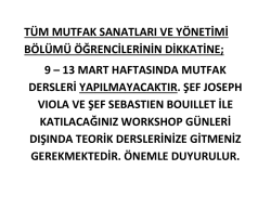 tüm mutfak sanatları ve yönetimi bölümü öğrencilerinin