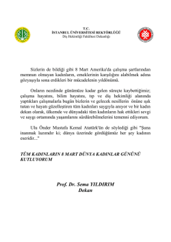 KADINLAR G&Uuml;N&Uuml; mesajı 2015 - Diş Hekimliği Fak&uuml;ltesi