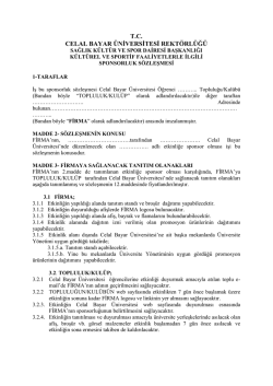 Sponsorluk Protokol&uuml; - celal bayar &uuml;niversitesi sağlık k&uuml;lt&uuml;r spor