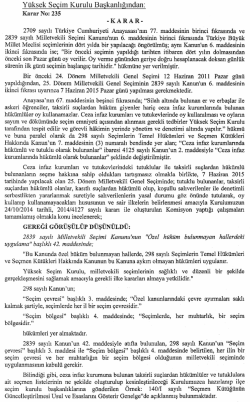 Y&uuml;ksek Se&ccedil;im Kurulunun 23/2/2015 Tarihli ve 235
