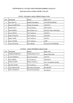 Katılımcı Listesi 1. Grup