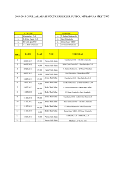2014-2015 OKULLAR ARASI K&Uuml;&Ccedil;&Uuml;K ERKEKLER FUTBOL