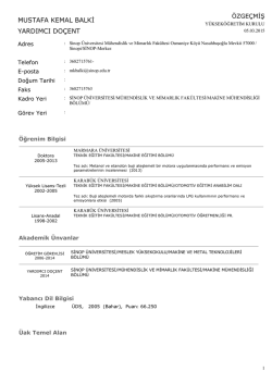 CV İ&ccedil;in Tıklayınız. - Sinop &Uuml;niversitesi