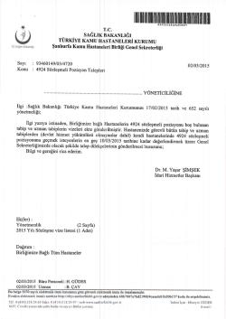 İlgili Yazı - TC Şanlıurfa Kamu Hastaneler Birliği Genel Sekreterliği