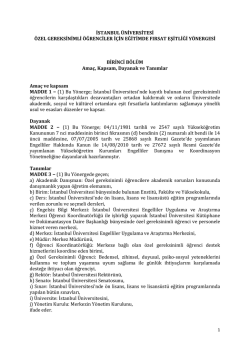 İ.&Uuml;. &Ouml;zel Gereksinimli &Ouml;ğrenciler İ&ccedil;in Eğitimde Fırsat Eşitliği Y&ouml;nergesi