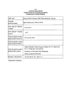 İŞİN ADI Dionex 5000 ve Dionex 3000 Cihazı Malzeme Alım İşi