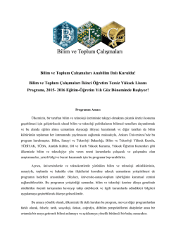 Bilim ve Toplum &Ccedil;alışmaları İkinci &Ouml;ğretim Tezsiz Y&uuml;ksek Lisans