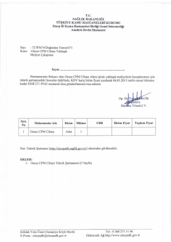 Omuz CPM Cihazı Yaklaşık Maliyet Araştırması 06/03/2015 Mesai