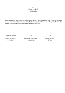 T.C. NĠĞDE VALĠLĠĞĠ Ġl M&uuml;ft&uuml;l&uuml;ğ&uuml; Ġlimiz Ulukışla Ġl&ccedil;e