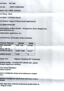 HDPE MAVİ GRAN&Uuml;L
