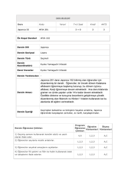 Japonca 201 dersi Japonca 102 bitirmiş olan &ouml;ğrenciler i&ccedil;in