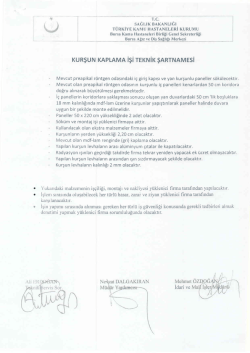 Ihaleler/KURŞUN KAPLAMA TEKNİK ŞARTNAMESİ