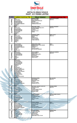 antalya sınav koleji mart ayı yemek listesi