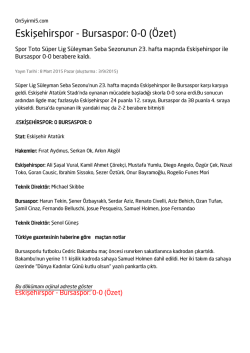 Eskişehirspor - Bursaspor: 0-0 (&Ouml;zet)