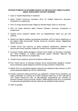 OTOKAR OTOMOTİV VE SAVUNMA SANAYİ A.Ş.`NİN 26.03.2015